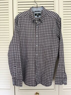 Johnson & Murphy XC flex geometric print button down shirt